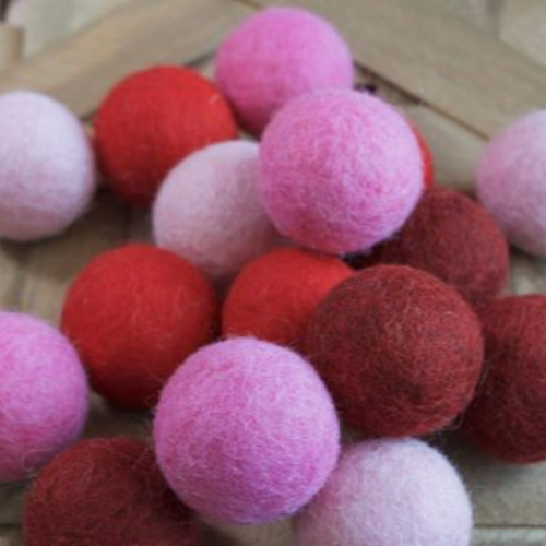Pink & Red Felt Balls